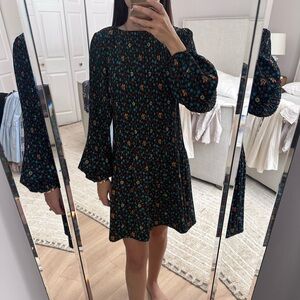 Maje Pleated Daisy Print Floral Long Sleeves Mini Dress Size 1 (US Small)